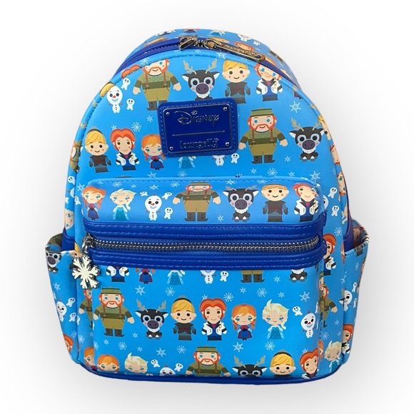 Loungefly Disney Frozen Chibi Mini Backpack Elsa Anna Olaf Blue Bag NEW - Picture 9 of 13